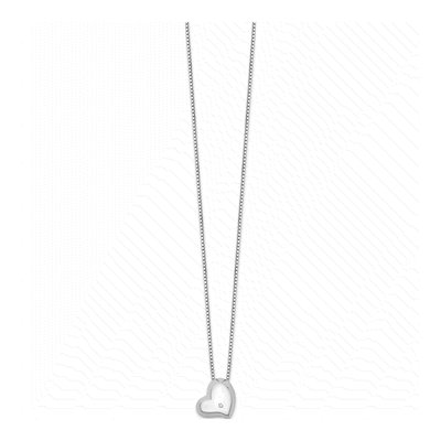 Sterling Silver Diamond Heart Necklace – view 3