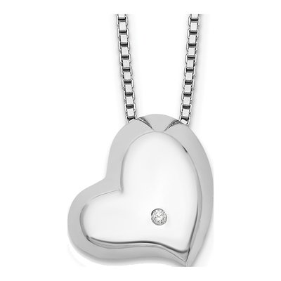 Sterling Silver Diamond Heart Necklace