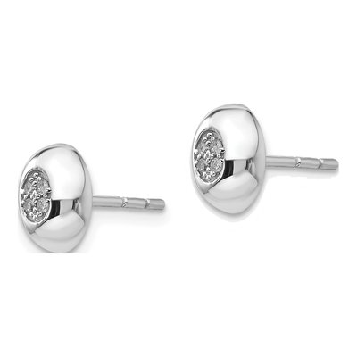 Sterling Silver 1mm Round Diamond Stud Earrings – view 3