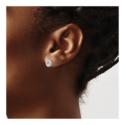Sterling Silver 1.4mm Round Diamond Circle Stud Earrings – view 4