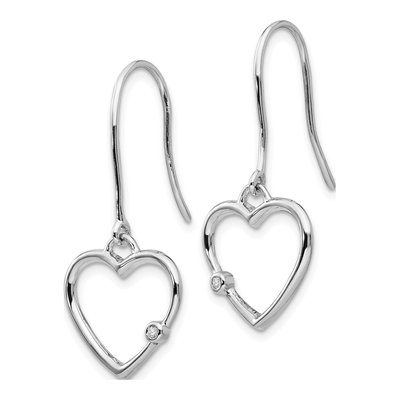 Sterling Silver Diamond Heart Dangle Earrings – view 3