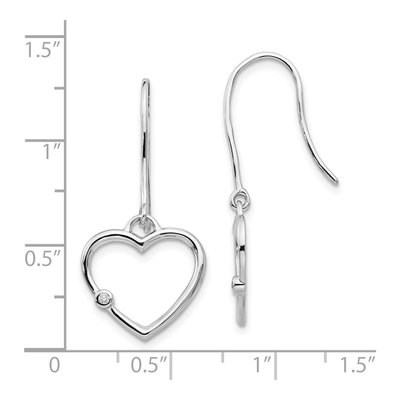 Sterling Silver Diamond Heart Dangle Earrings – view 5