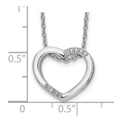 Sterling Silver Diamond Open Heart Necklace – view 4