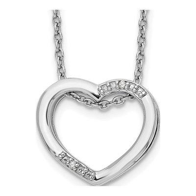 Sterling Silver Diamond Open Heart Necklace
