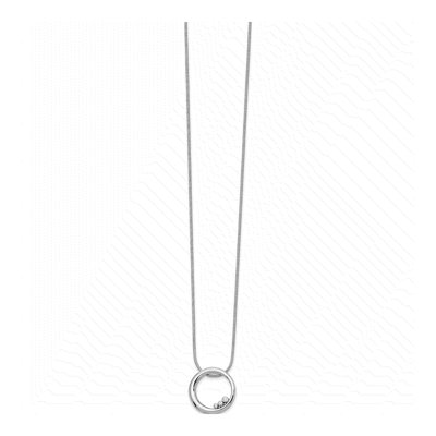 Sterling Silver Diamond Open Circle Pendant Necklace – view 3