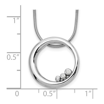 Sterling Silver Diamond Open Circle Pendant Necklace – view 4