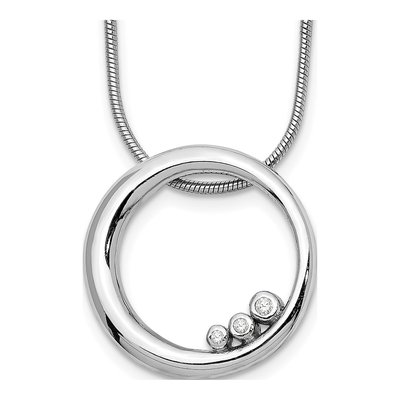 Sterling Silver Diamond Open Circle Pendant Necklace
