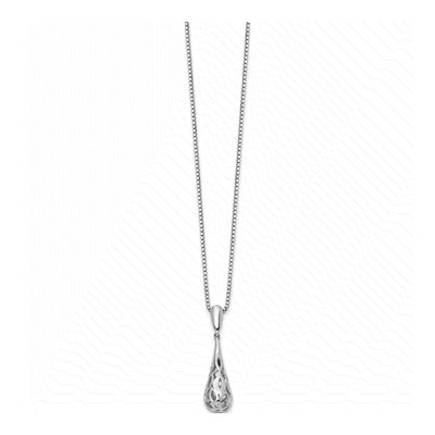 Sterling Silver Diamond Filigree Teardrop Pendant Necklace – view 3