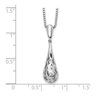 Sterling Silver Diamond Filigree Teardrop Pendant Necklace – view 4