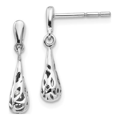 Sterling Silver Diamond Filigree Dangle Earrings