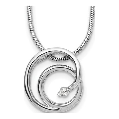 Sterling Silver Diamond Swirl Pendant Necklace