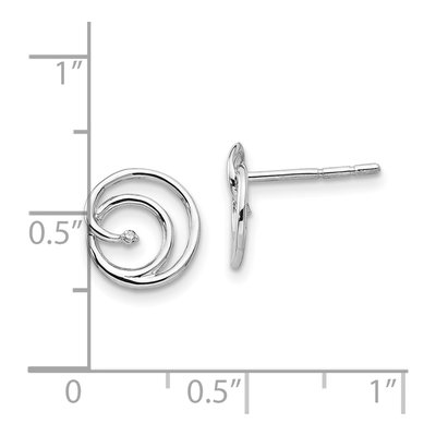 Sterling Silver 1mm Round Diamond Swirl Stud Earrings – view 5