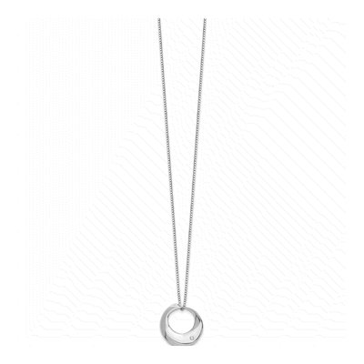 Sterling Silver Diamond Circle Pendant Necklace – view 3