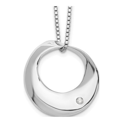 Sterling Silver Diamond Circle Pendant Necklace