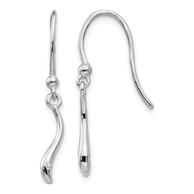Sterling Silver Diamond Swirl Dangle Earrings