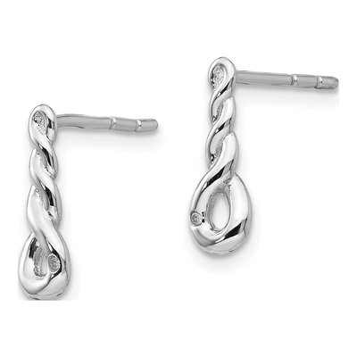 Sterling Silver Diamond Twisted Dangle Earrings – view 3