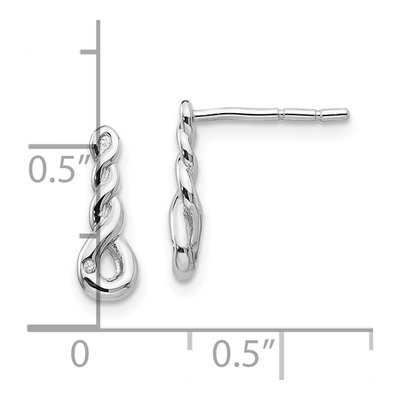 Sterling Silver Diamond Twisted Dangle Earrings – view 5