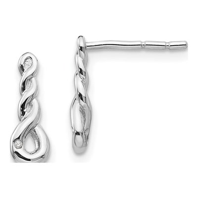 Sterling Silver Diamond Twisted Dangle Earrings