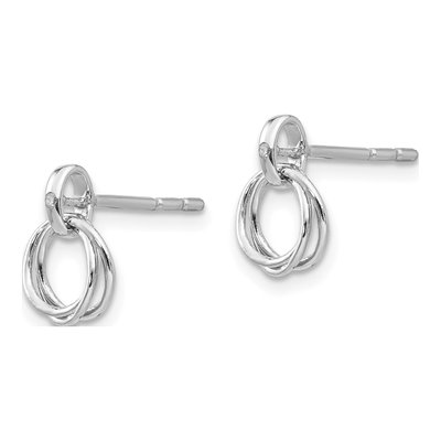Sterling Silver 1mm Round Diamond Three Stud Earrings – view 3