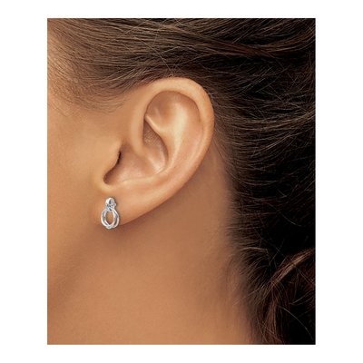 Sterling Silver 1mm Round Diamond Three Stud Earrings – view 4