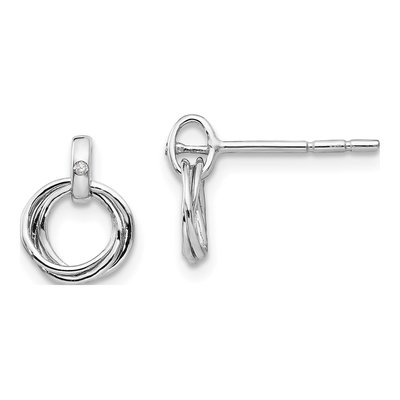 Sterling Silver 1mm Round Diamond Three Stud Earrings
