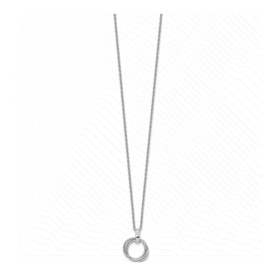 Sterling Silver Diamond Three-Ring Pendant Necklace – view 3