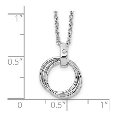 Sterling Silver Diamond Three-Ring Pendant Necklace – view 4