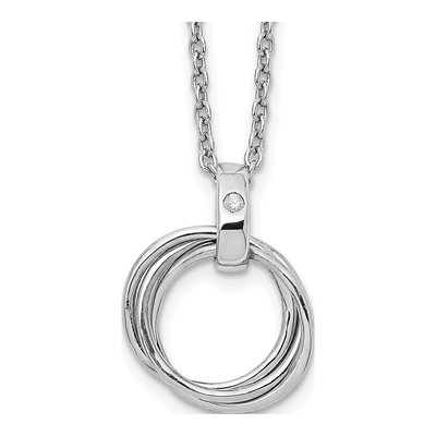 Sterling Silver Diamond Three-Ring Pendant Necklace