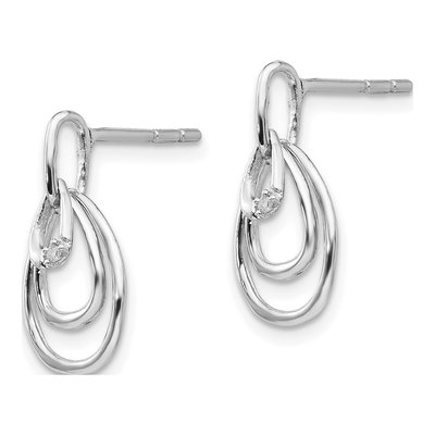 Sterling Silver Diamond Teardrop Dangle Earrings – view 3