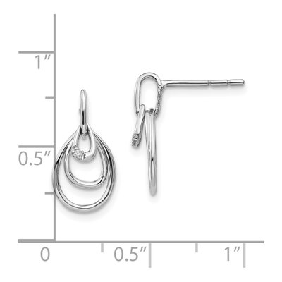 Sterling Silver Diamond Teardrop Dangle Earrings – view 5