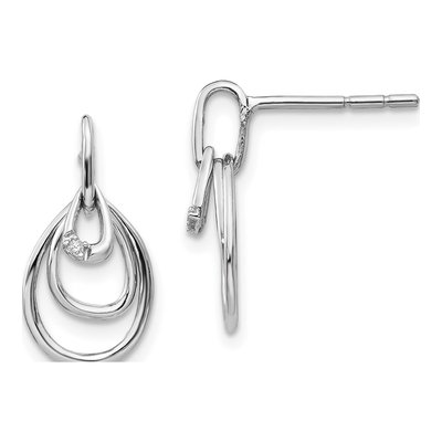 Sterling Silver Diamond Teardrop Dangle Earrings