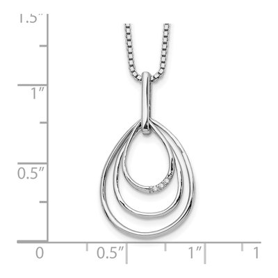 Sterling Silver Diamond Teardrop Pendant Necklace – view 4