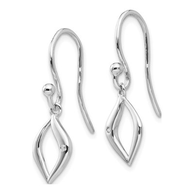 Sterling Silver Diamond Shepherd Hook Dangle Earrings – view 3