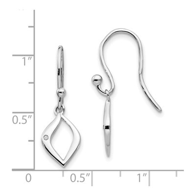 Sterling Silver Diamond Shepherd Hook Dangle Earrings – view 5