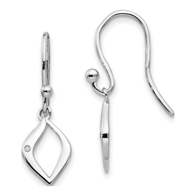 Sterling Silver Diamond Shepherd Hook Dangle Earrings