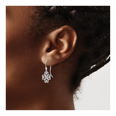Sterling Silver Diamond Heart Dangle Earrings – view 4