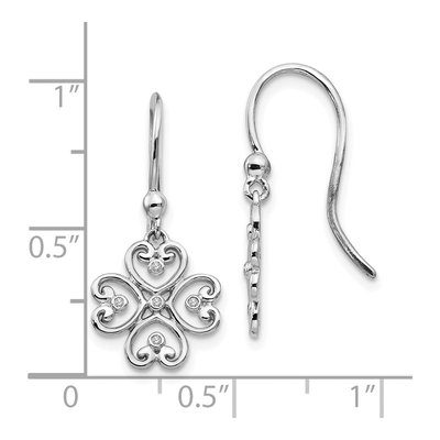 Sterling Silver Diamond Heart Dangle Earrings – view 5