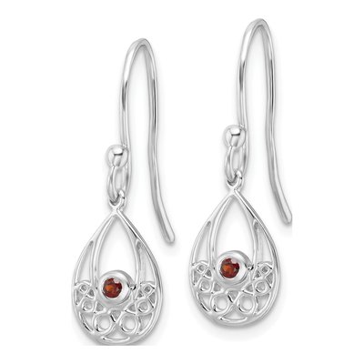 Sterling Silver Garnet Dangle Earrings – view 3