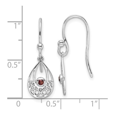 Sterling Silver Garnet Dangle Earrings – view 5