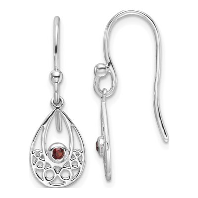 Sterling Silver Garnet Dangle Earrings