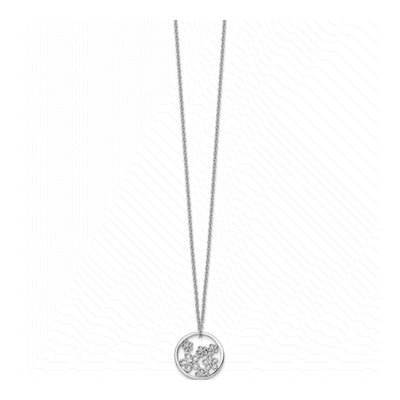 Sterling Silver Diamond Flower Necklace – view 3