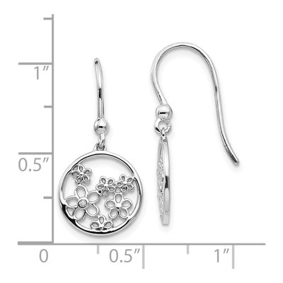Sterling Silver Diamond Flower Dangle Earrings – view 5