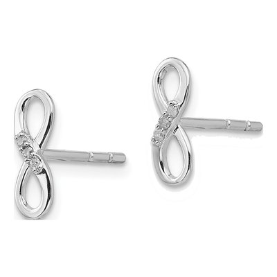 Sterling Silver 1mm Round Diamond Infinity Stud Earrings – view 3