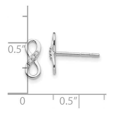 Sterling Silver 1mm Round Diamond Infinity Stud Earrings – view 5