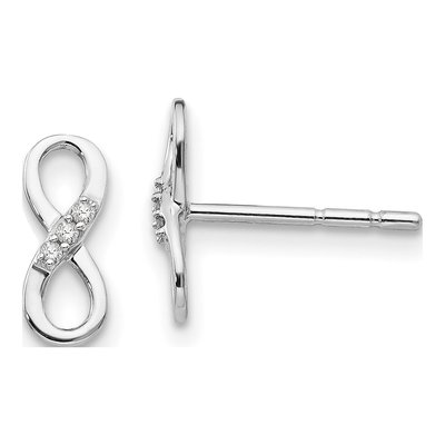 Sterling Silver 1mm Round Diamond Infinity Stud Earrings