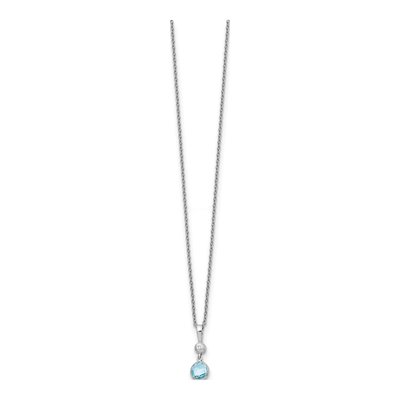 Sterling Silver Swiss Blue Topaz & Diamond Pendant Necklace – view 3