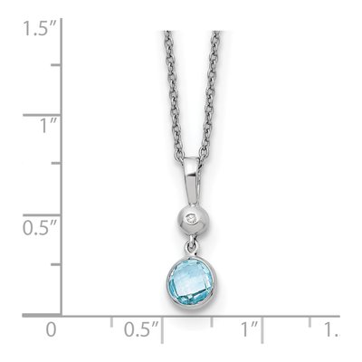 Sterling Silver Swiss Blue Topaz & Diamond Pendant Necklace – view 4