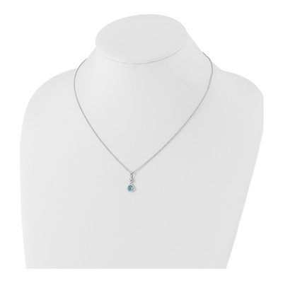 Sterling Silver Swiss Blue Topaz & Diamond Pendant Necklace – view 5