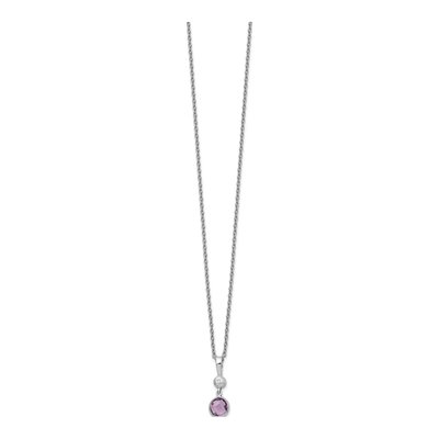 Sterling Silver Amethyst & Diamond Necklace – view 3