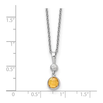 Sterling Silver Citrine & Diamond Necklace – view 3